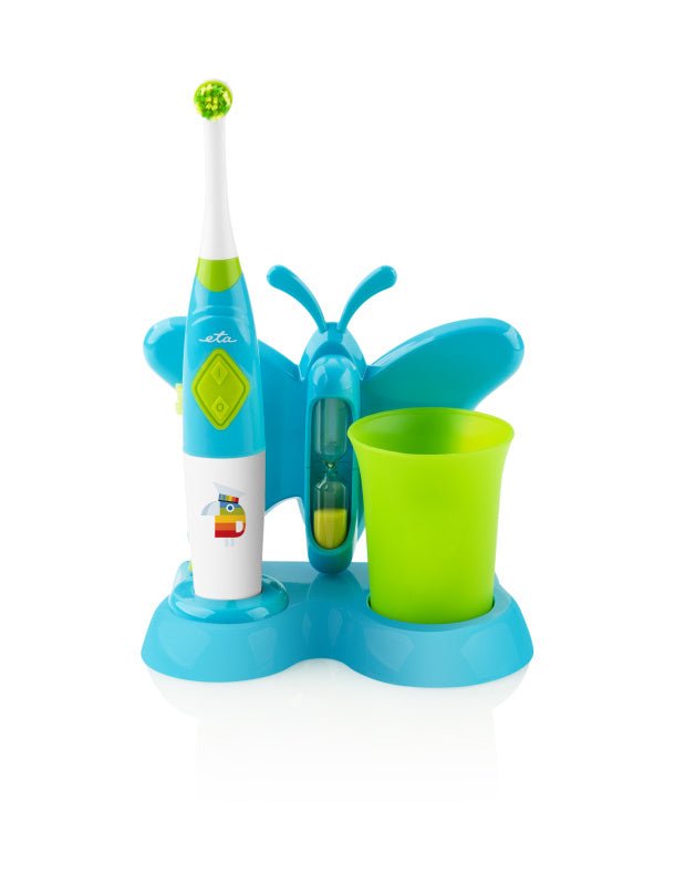 Cepillo De Dientes Eta Con Vaso De Agua Y Soporte Sonetic Eta129490080 Pilas, Para Niños, Número De Cabezales Incluidos 2, Azul