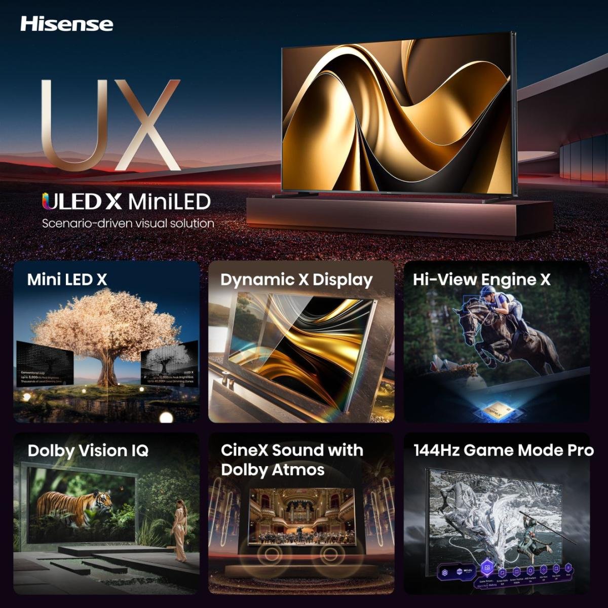 Hisense 85uxnq, Televisor Qled De 215 Cm 85", Negro, Ultrahd/4k, Triple Sintonizador, Amd Free-Sync, Panel De 120 Hz 85uxnq