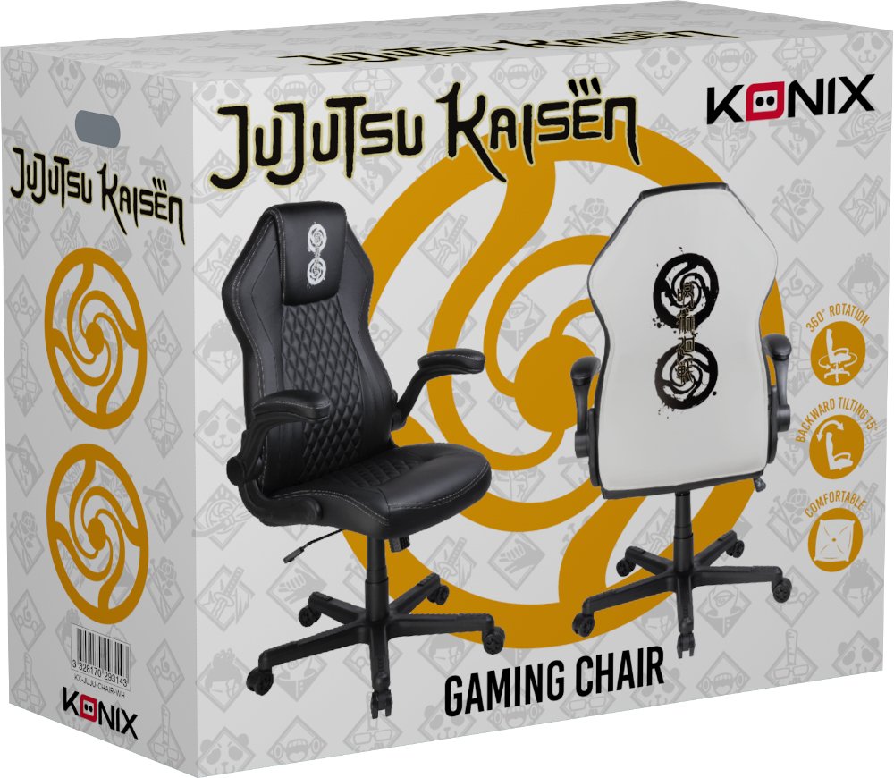 Silla Gamer Konix Jujutsu Kaisen Gran Comodidad Y Ergonomia Clase 4 / 100 Mm Color Blanco Y Negro