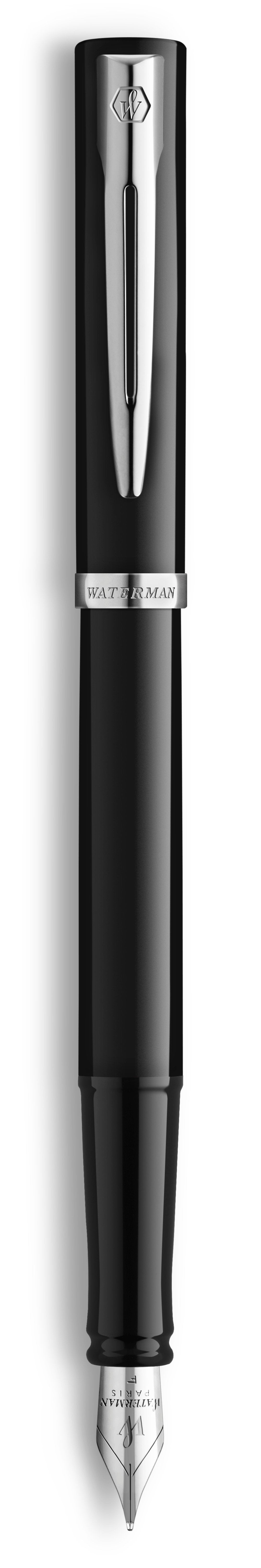 Waterman Pluma Estilográfica Impression Negro Lack Ct M Azul Caja De Regalo