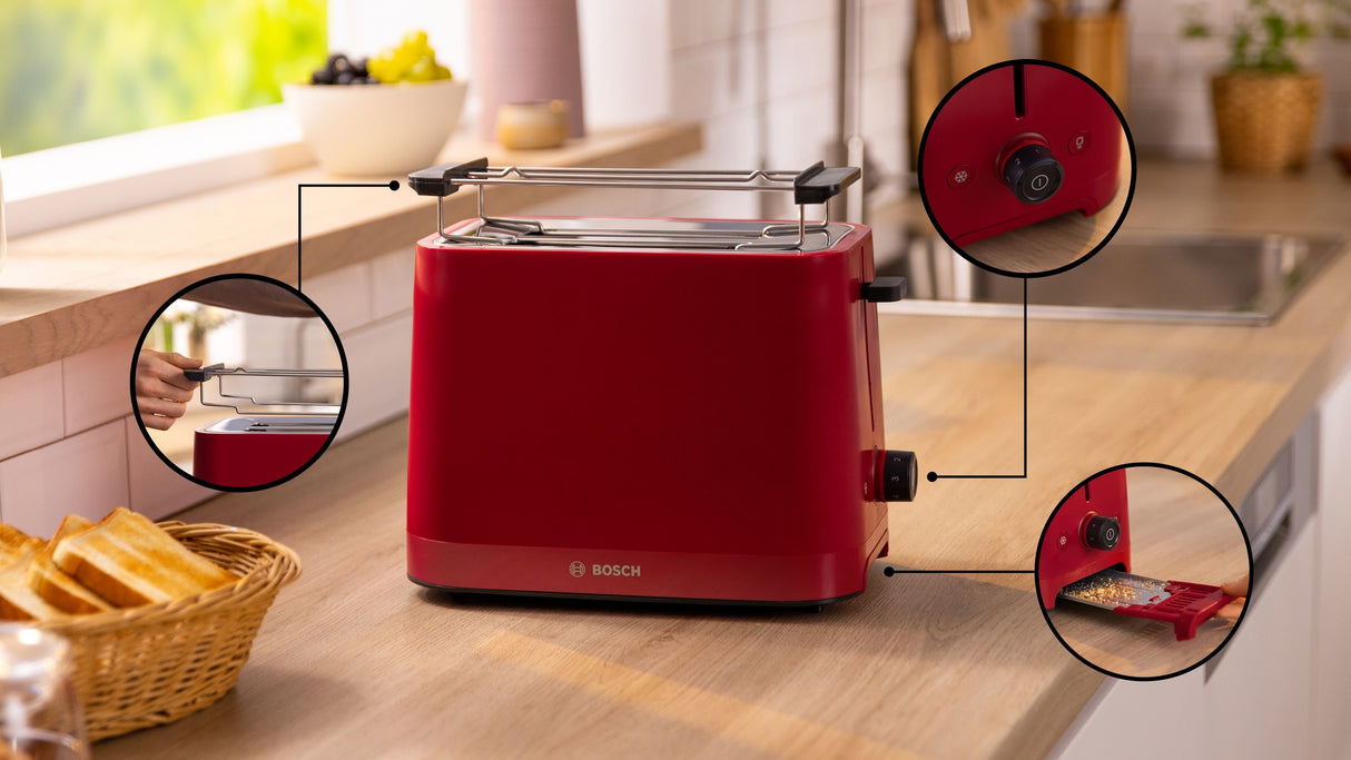 EAN 4242005403066 - Bosch TAT3M124 tostadora 2 rebanada(s) 950 W Rojo imagen 3