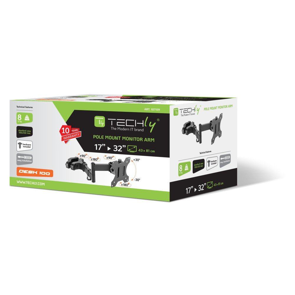 Soporte De Poste Techly Para Tv Led Lcd 17 "-32", Negro