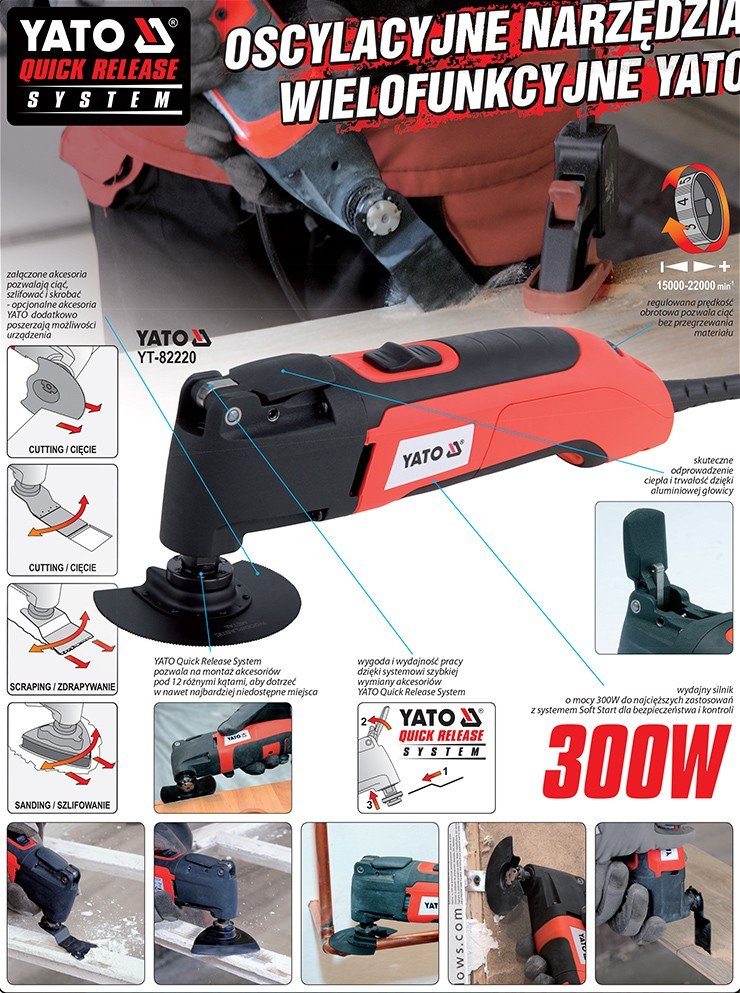 EAN 5906083822209 - Yato YT-82220 multiherramienta oscilante Negro, Rojo 300 W 22000 OPM imagen 8