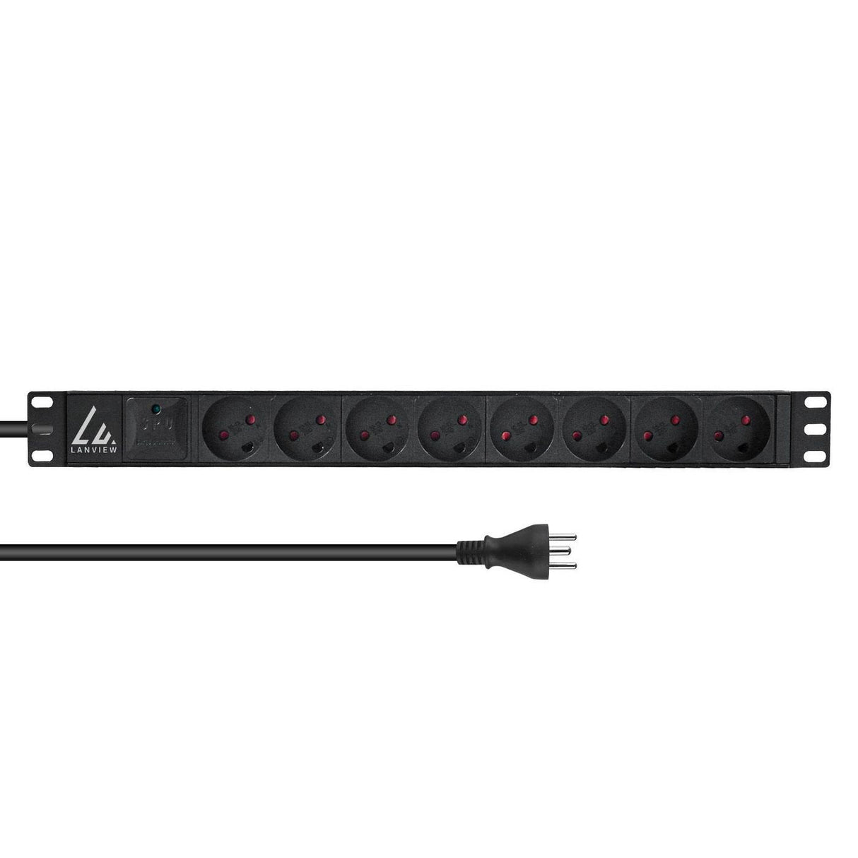 19`` Rack Mount Power Strip, - 13a With 8 X Type K, With - Surge Protection 2m Cable With Danish Plug - Warranty: 60m