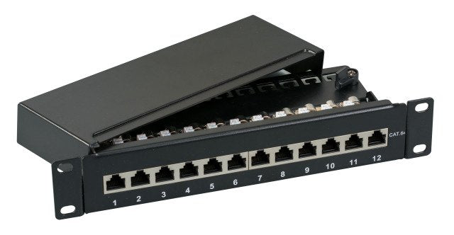 Mini Patchpanel 12xrj45 Cat.6a,1he 10",Wandbef.,Grau