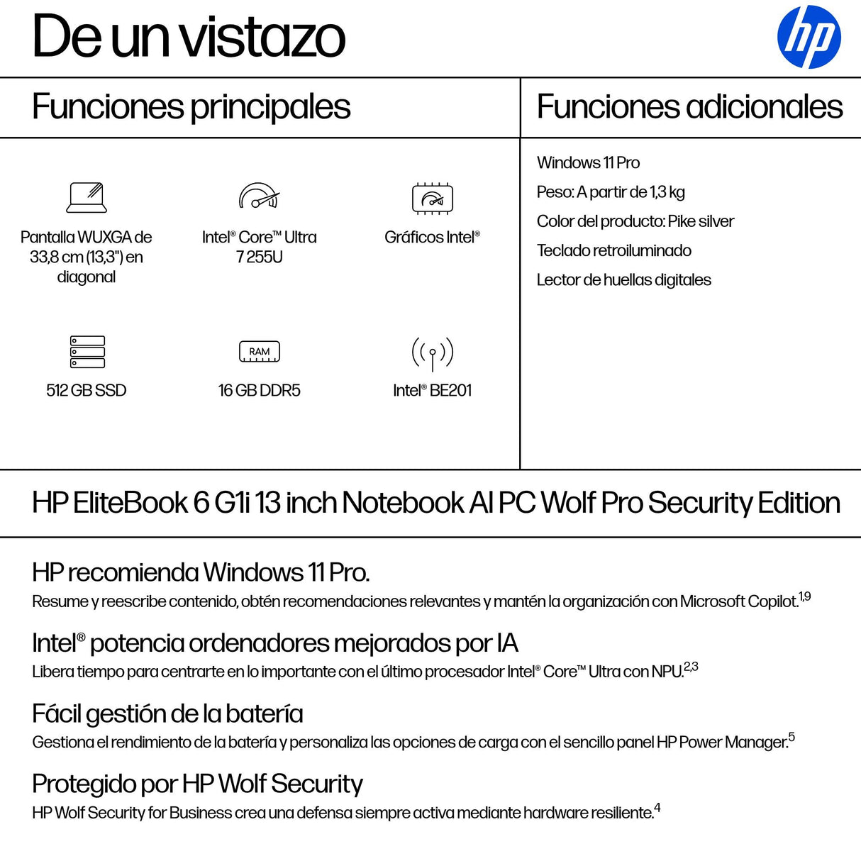 EAN 0199251426308 - HP EliteBook 6 G1i Wolf Pro Security Edition Intel Core Ultra 7 255U Portátil 33,8 cm (13.3") WUXGA 16 GB imagen 4