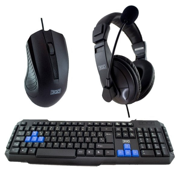 Teclado + Raton + Auriculares 3go Drile Negro