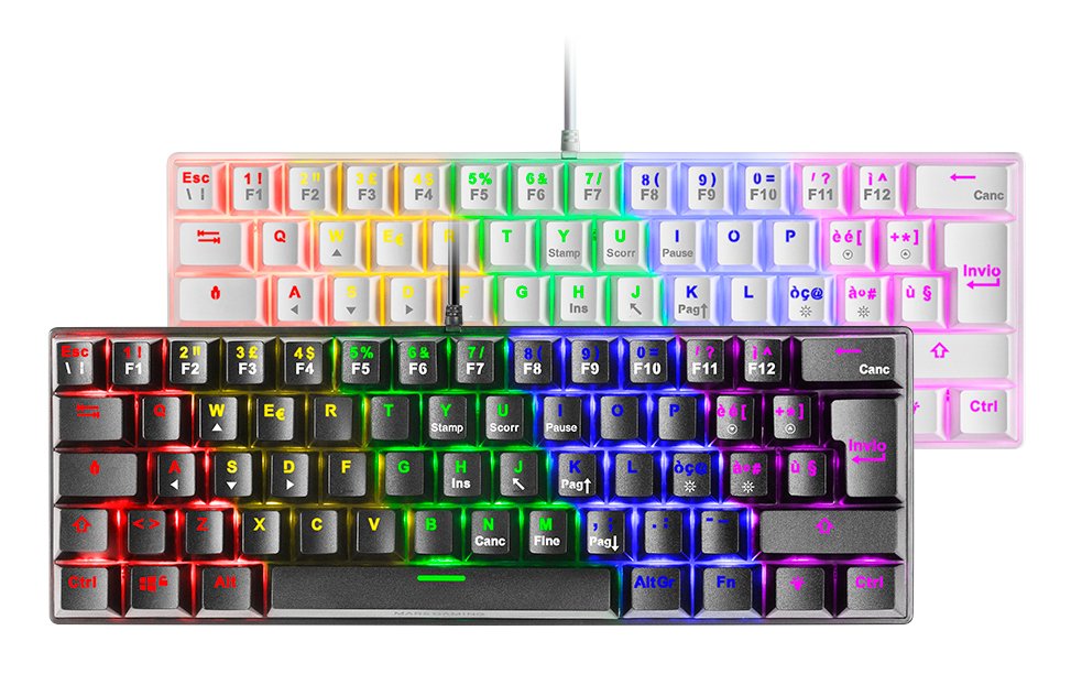 Mars Gaming Mk60 Teclado Gaming Mecanico - Ultra-Compacto 60% - Switches Antipolvo - Iluminacion Rgb - Teclas