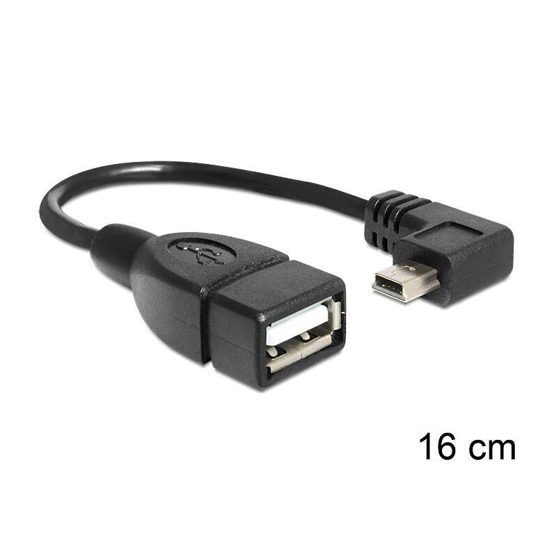 Delock 83245 Adaptador Mini Usb Macho En Ángulo> Usb 2.0-A Hembra Otg 16 Cm