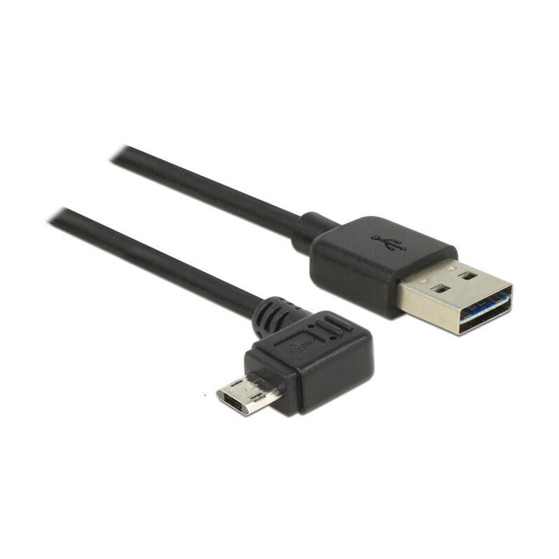 Delock 83846 Cable Easy-Usb 2.0 Tipo-A Macho > Easy-Usb 2.0 Tipo Micro-B Macho, Sesgado Hacia La Izquierda Y Hacia La Derecha, De 1 M Y Negro