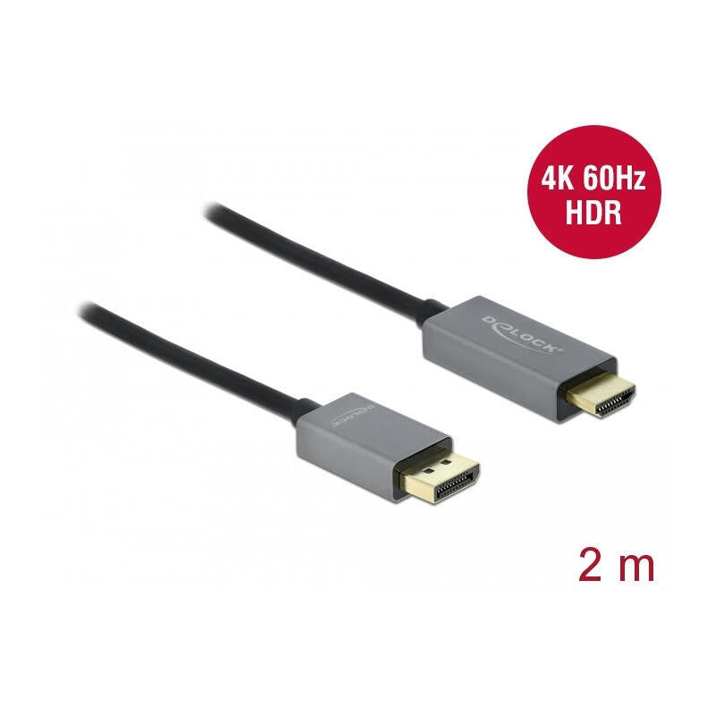 Delock Cable Activo Displayport 1.4 -> Hdmi 4k 60 Hz (Hdr) 2 M