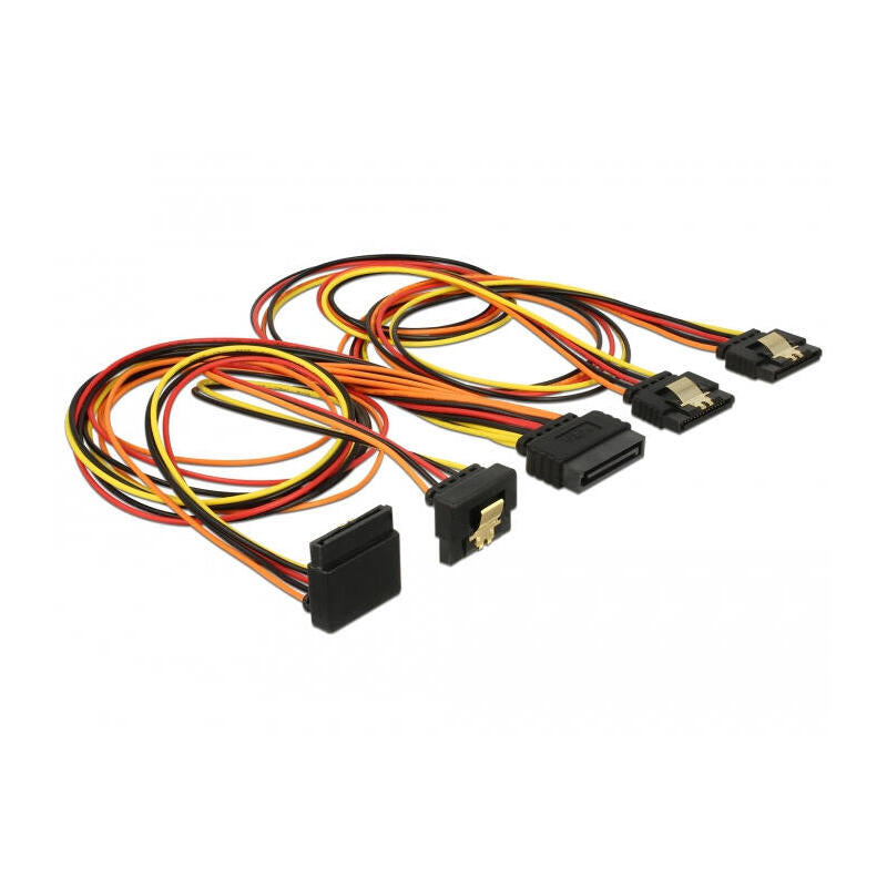 Delock Cable Sata 15 Pin Strom Stecker Mit Einrastfunktion > Sata 15 Pin Strom Buchse 2 X Gerade 1 X Unten 1 X Oben 50 Cm