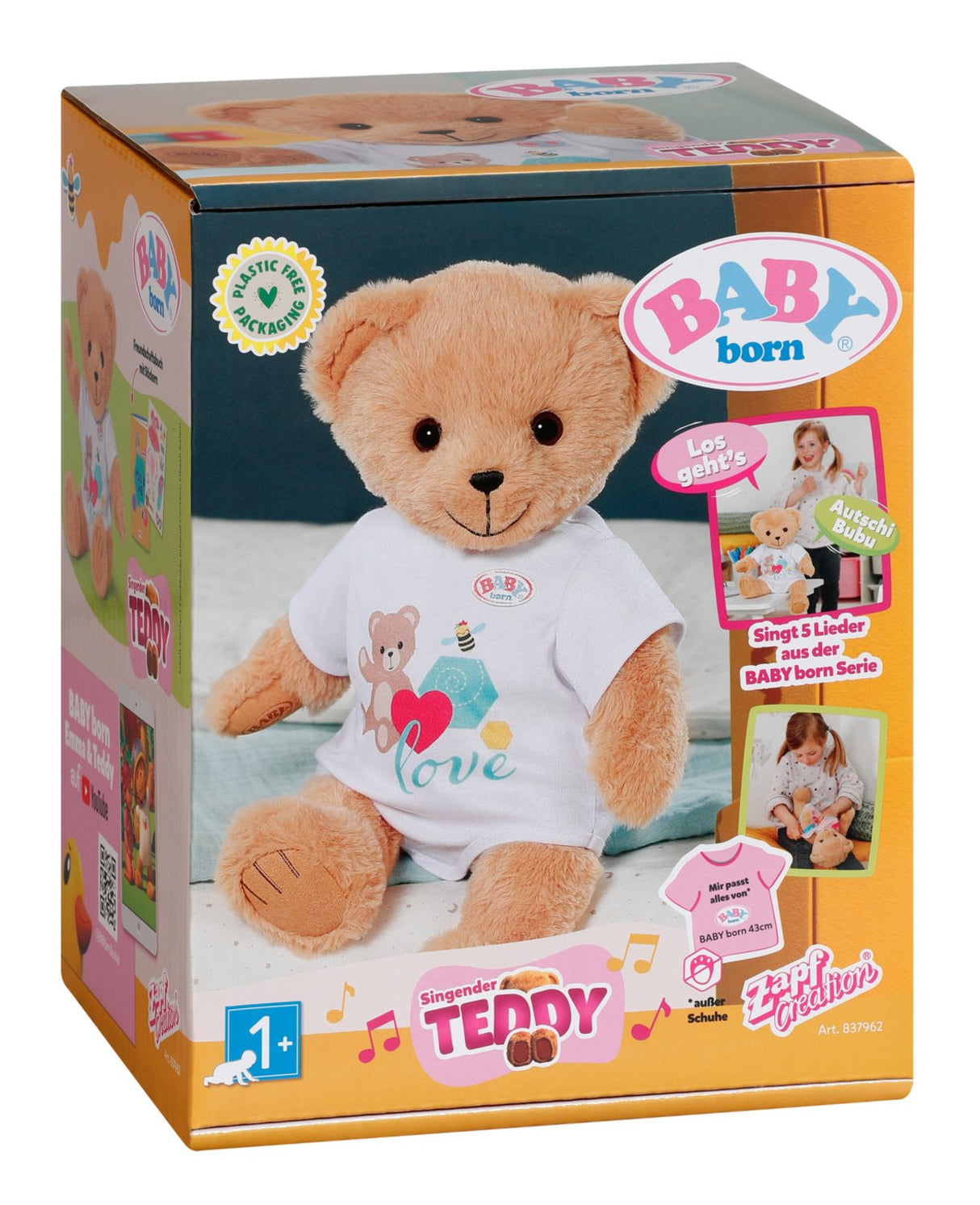 Zapf Creation Baby Born® Singing Teddy Alemán, Peluche 837962