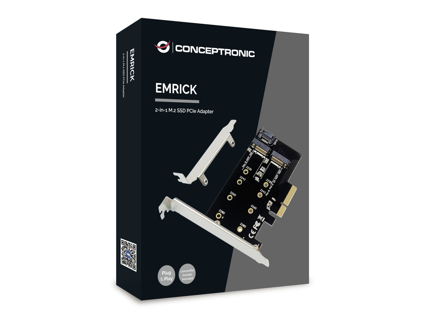 Conceptronic Pci Express Card 2-In-1 M.2 Ssd Emrick  Schwarz