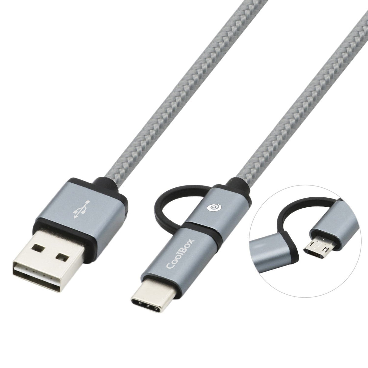 Coolbox Cable Usb 1 M Usb A Usb C/Micro-Usb B Macho Gris