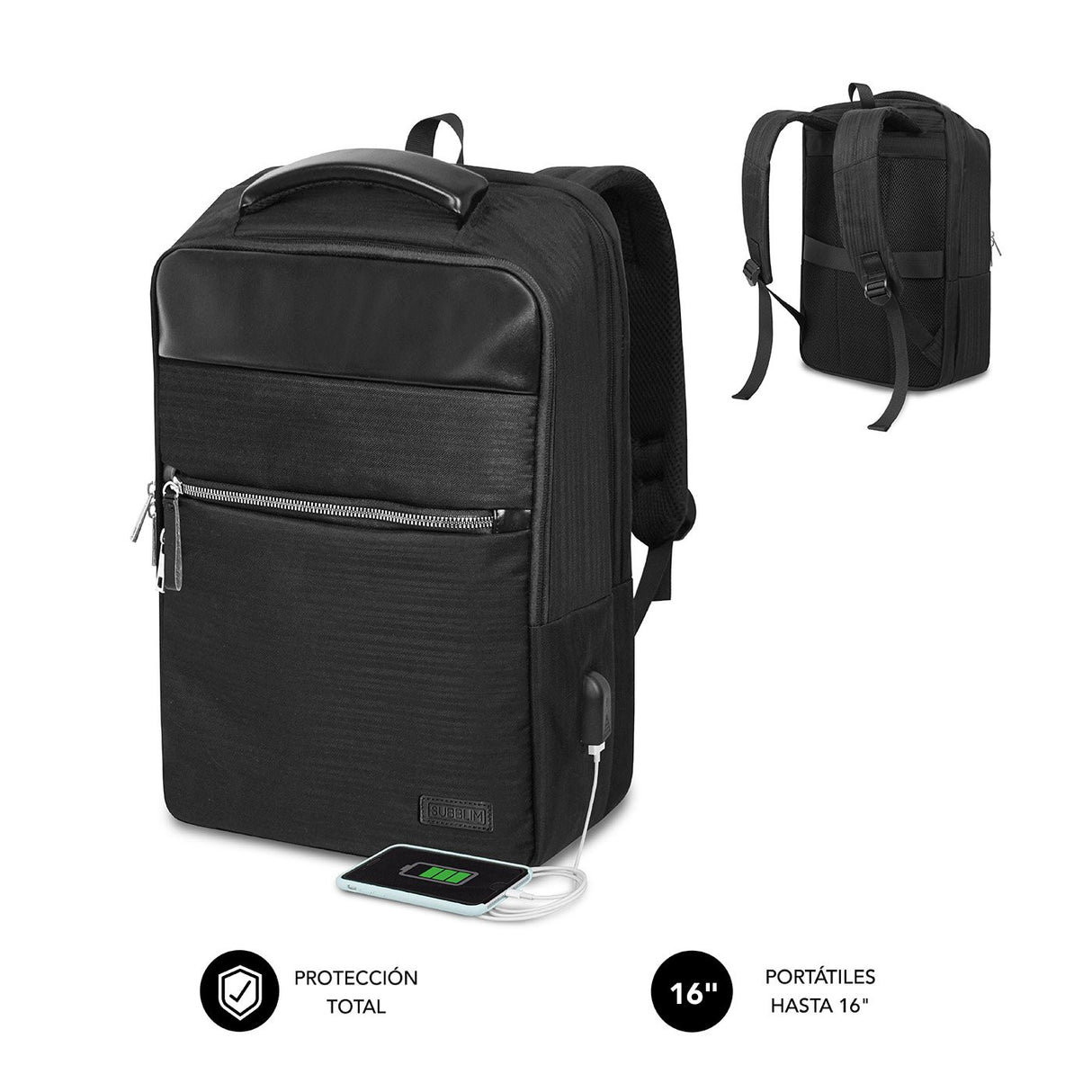 EAN 8436586742126 - SUBBLIM MOCHILA BUSINESS V2 AP 16'' NEGRO 40,6 cm (16") imagen 1