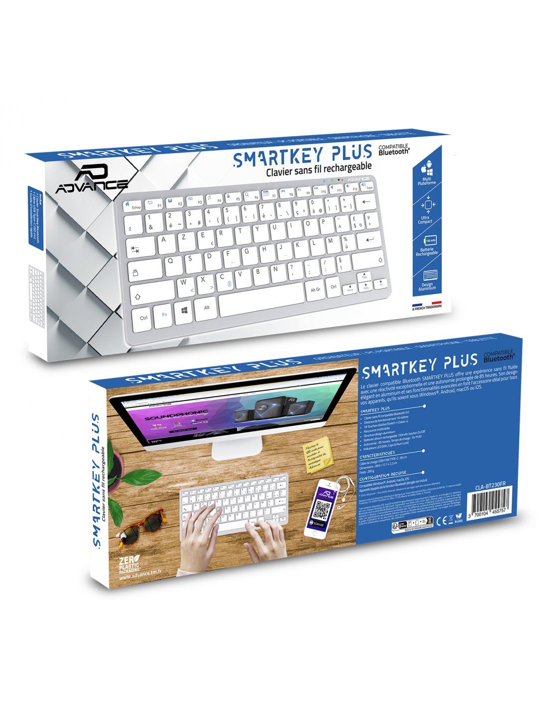 Teclado Inalámbrico Bluetooth Advance Smartkeys Plus (Gris)