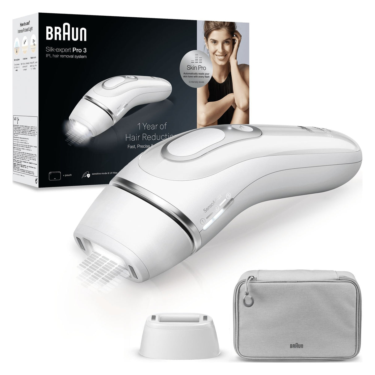 Depiladora Braun Pl3020 Silk-Expert Pro 3 Ipl Epilator, Silver White