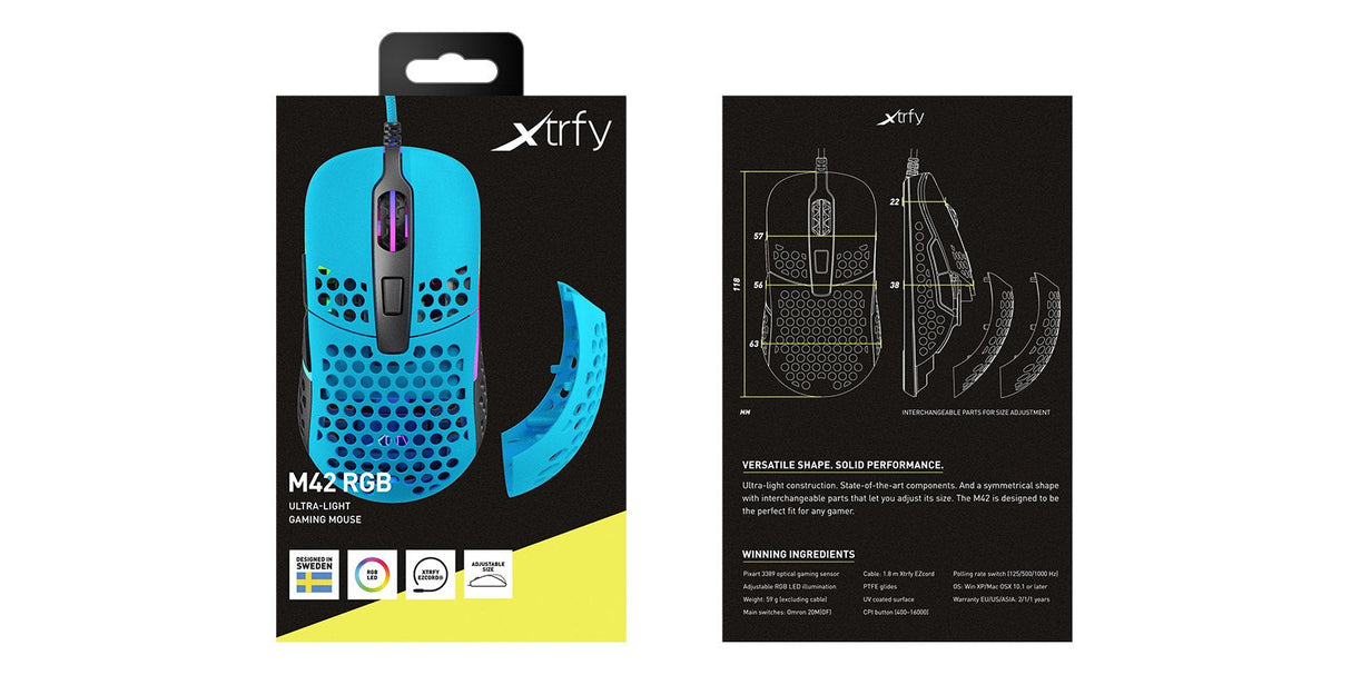 Xtrfy M42 Ratón Ambidextro Usb Tipo A Óptico 16000 Dpi