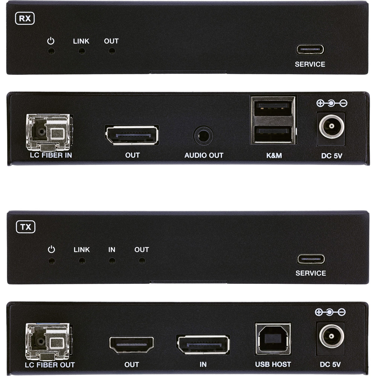 Kvm Extender, Displayport 4k/60hz, Fiber Singlemode, 10km , Set Inline