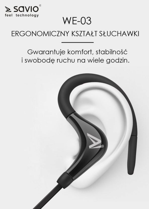 EAN 5901986044864 - Savio WE-03 auricular y casco Auriculares Inalámbrico Dentro de oído Deportes Bluetooth Negro imagen 6