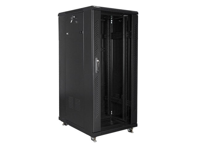 Armario Rack Cabinet Lanberg Ff01-6827-12b (27u; 19''; 1390 Mm / 600 Mm / 800 Mm; Standing; Full, Glass; 800 Kg; Black Color)