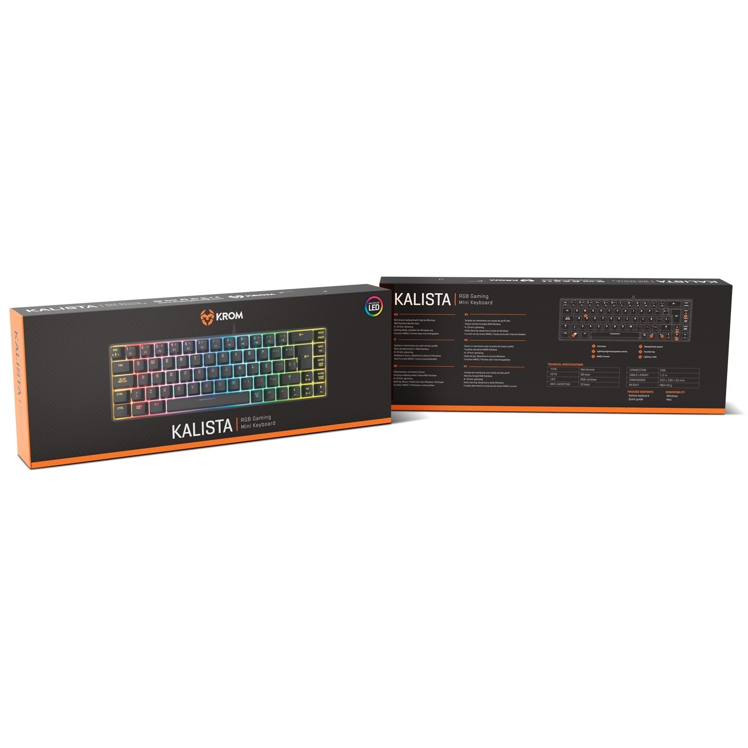 Teclado Español Mini Krom Kalista Rgb Membrana