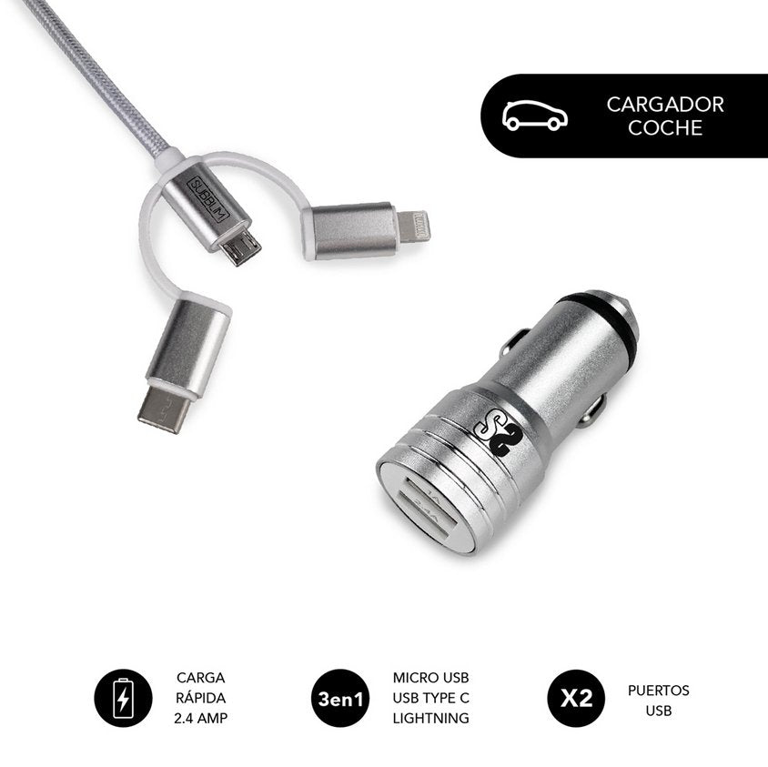 EAN 8436586740757 - SUBBLIM SUB-CHG-4CC001 cargador de dispositivo móvil Universal Plata Encendedor de cigarrillos Carga rápi imagen 7