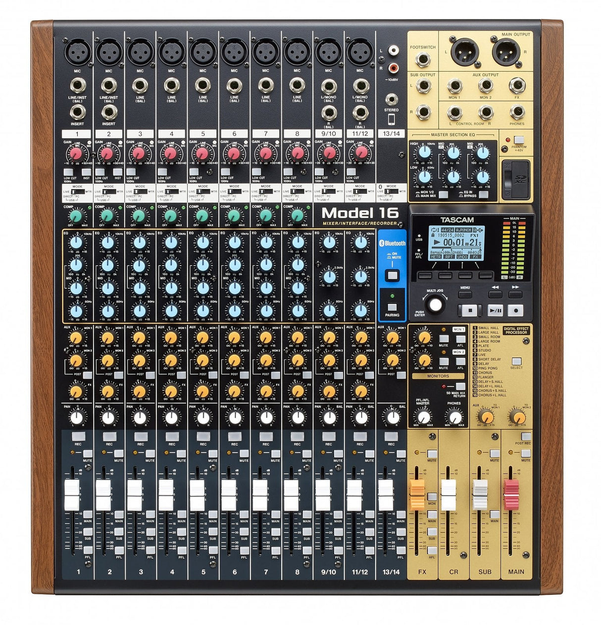 Tascam Model 16 Mezclador Dj 16 Canales 20 - 30000 Hz Negro, Oro, Madera
