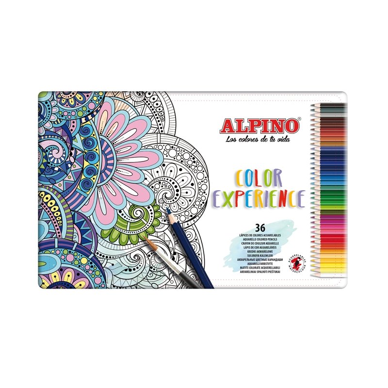 Alpino Estuche Metálico 36 Lápices De Colores Experience Acuarelables 177mm C/Surtidos