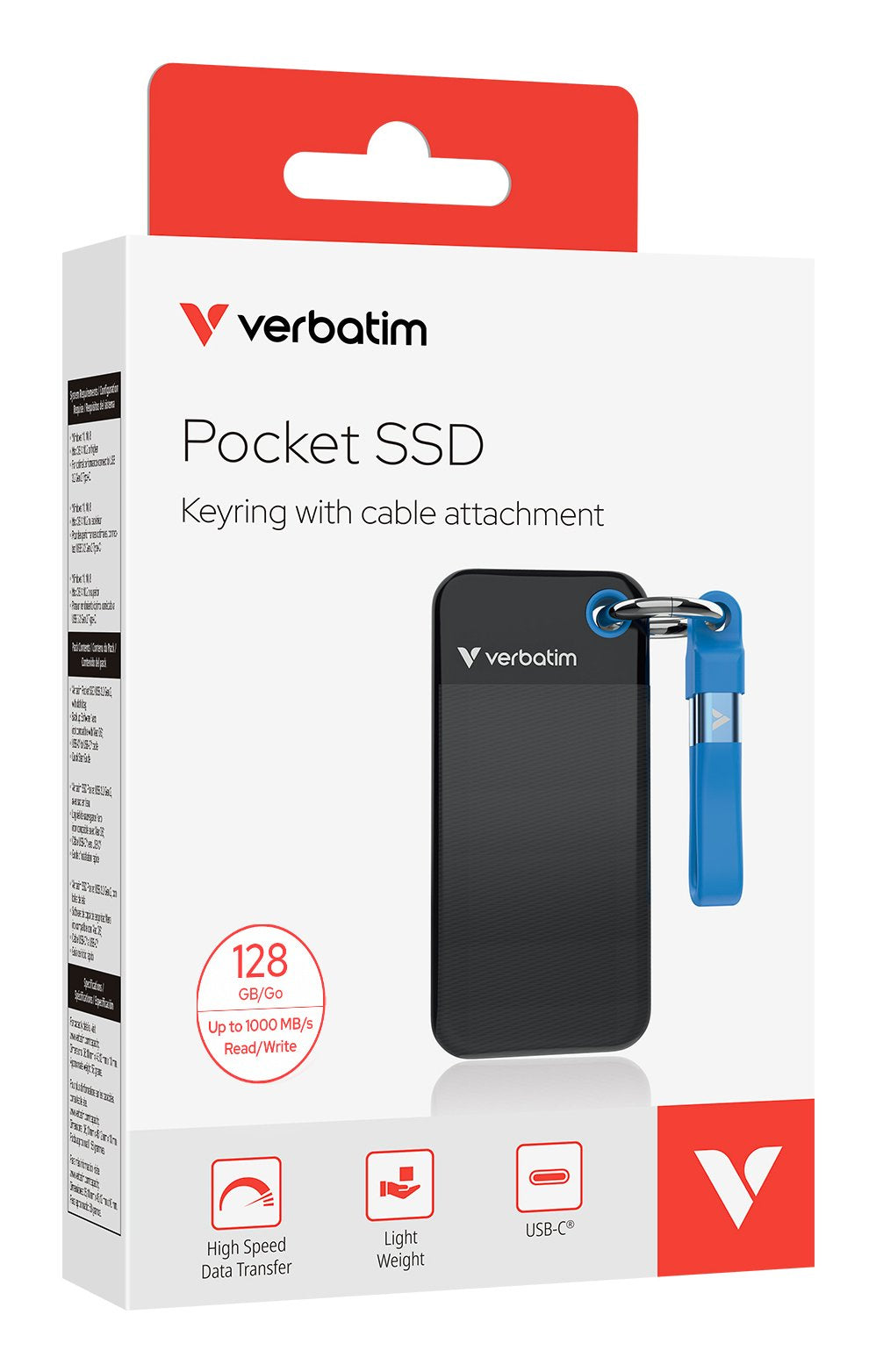 Disco Ssd Externo Verbatim Pocket - 128go (Negro/Azul)