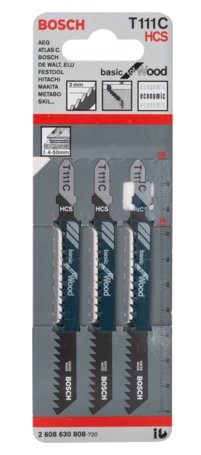 Bosch Professional Hoja De Sierra De Calar T 111 C Basic Para Madera, 100mm 3 Piezas 2608630808