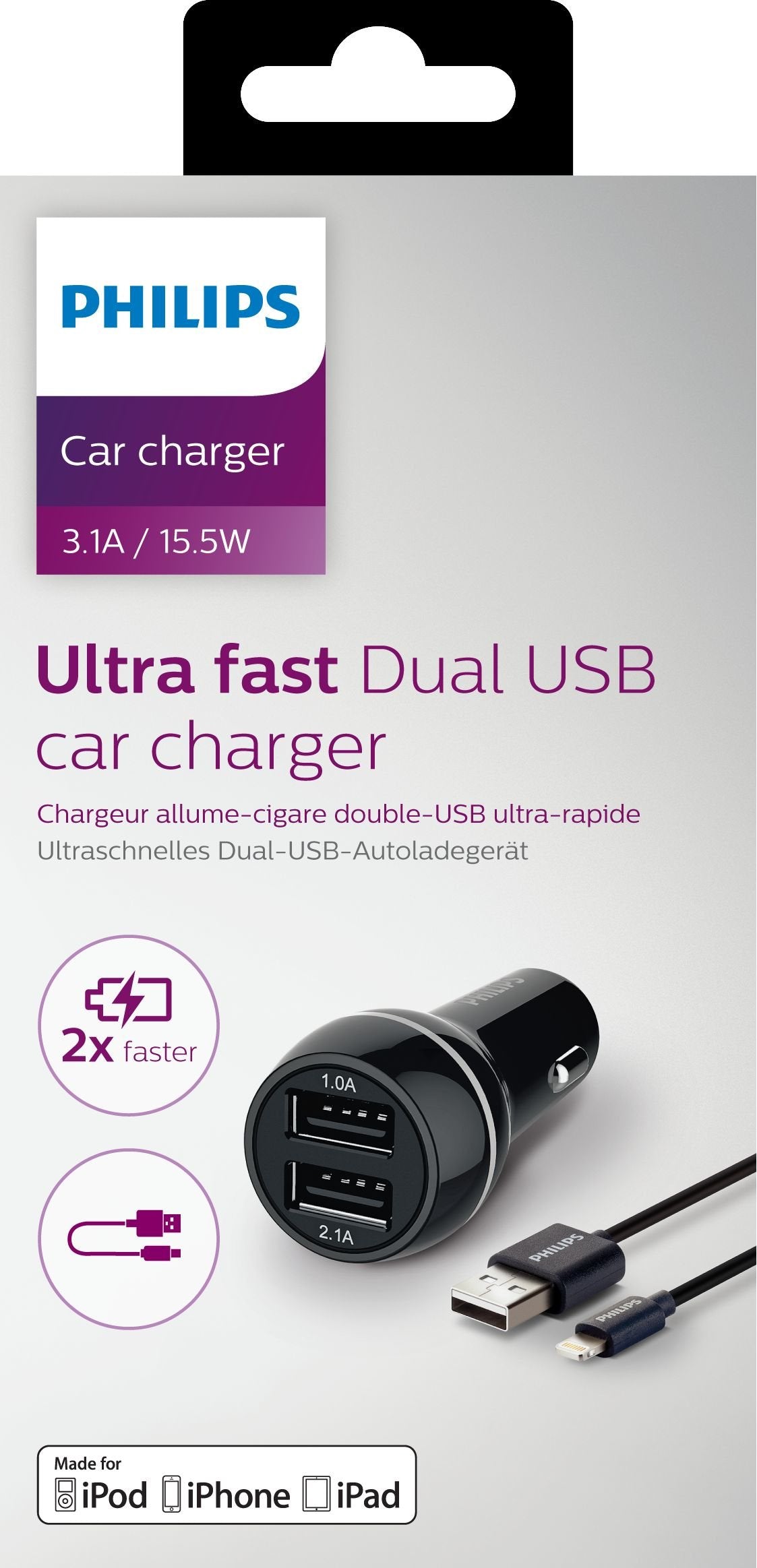 EAN 6959033844171 - Philips DLP2357V/10 cargador de dispositivo móvil Universal Negro USB Auto imagen 2