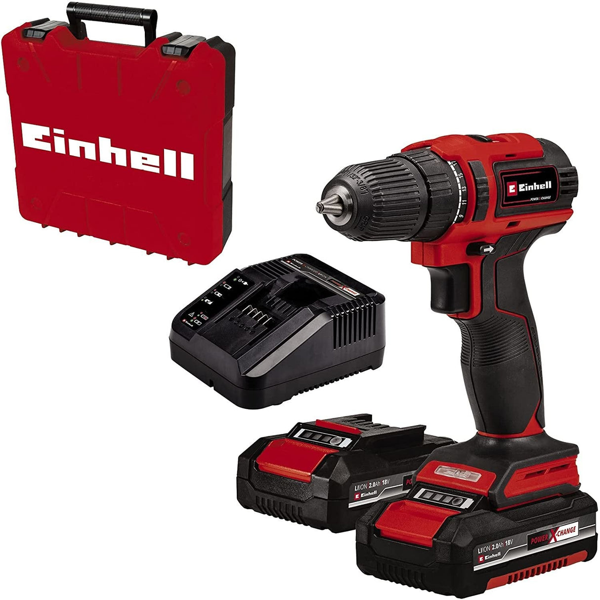 Taladro Inalámbrico Einhell Te-Cd 18/40 Li Bl (Rojo/Negro, 2x Batería Li-Ion 2.0ah, En Estuche)4513995