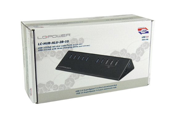 Lc-Power Lc-Hub-Alu-2b-10 Hub De Interfaz Usb 3.2 Gen 1 (3.1 Gen 1) Micro-B 5000 Mbit/S Negro