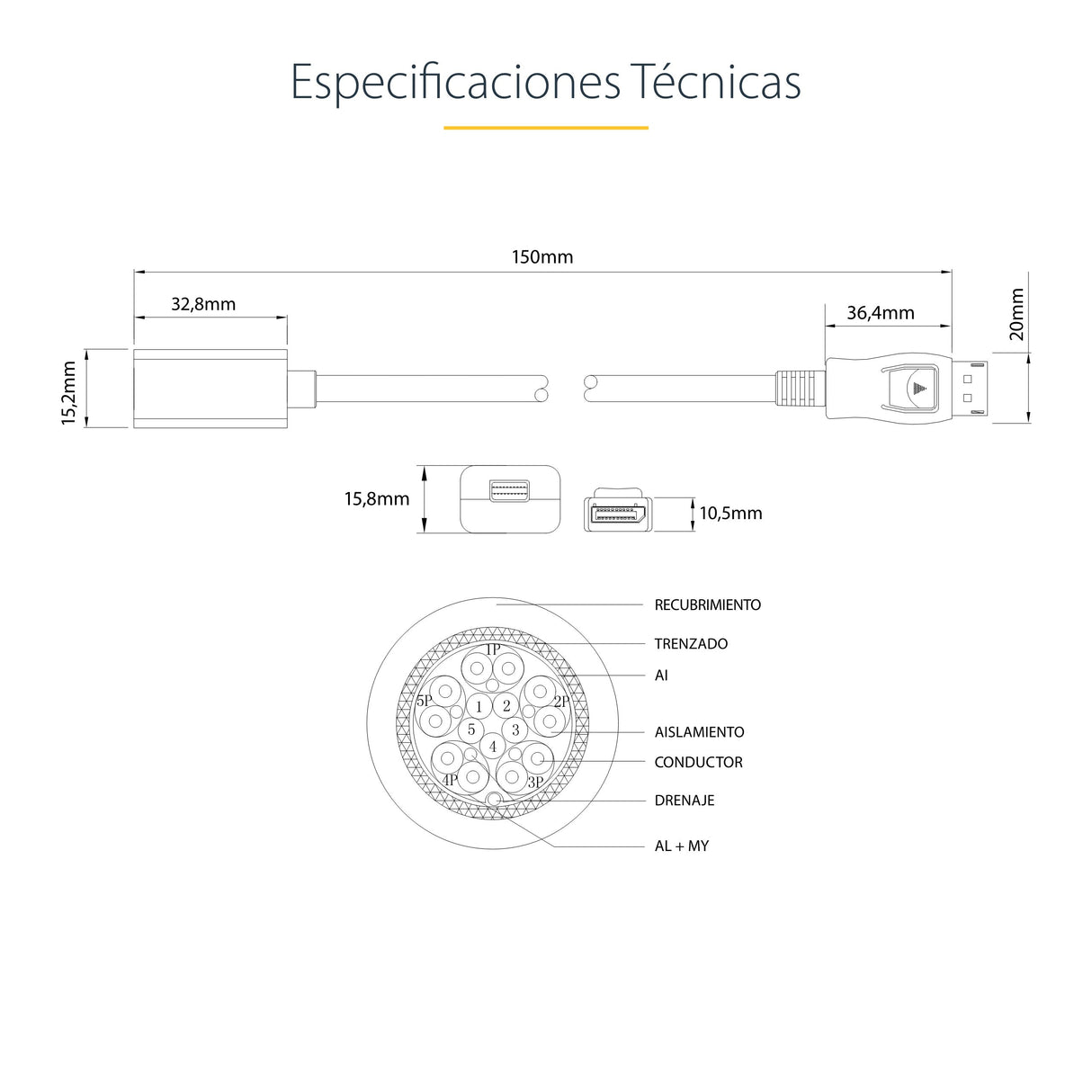 EAN 0065030839921 - StarTech.com DP2MDPMF6IN cable DisplayPort 0,152 m Negro imagen 7