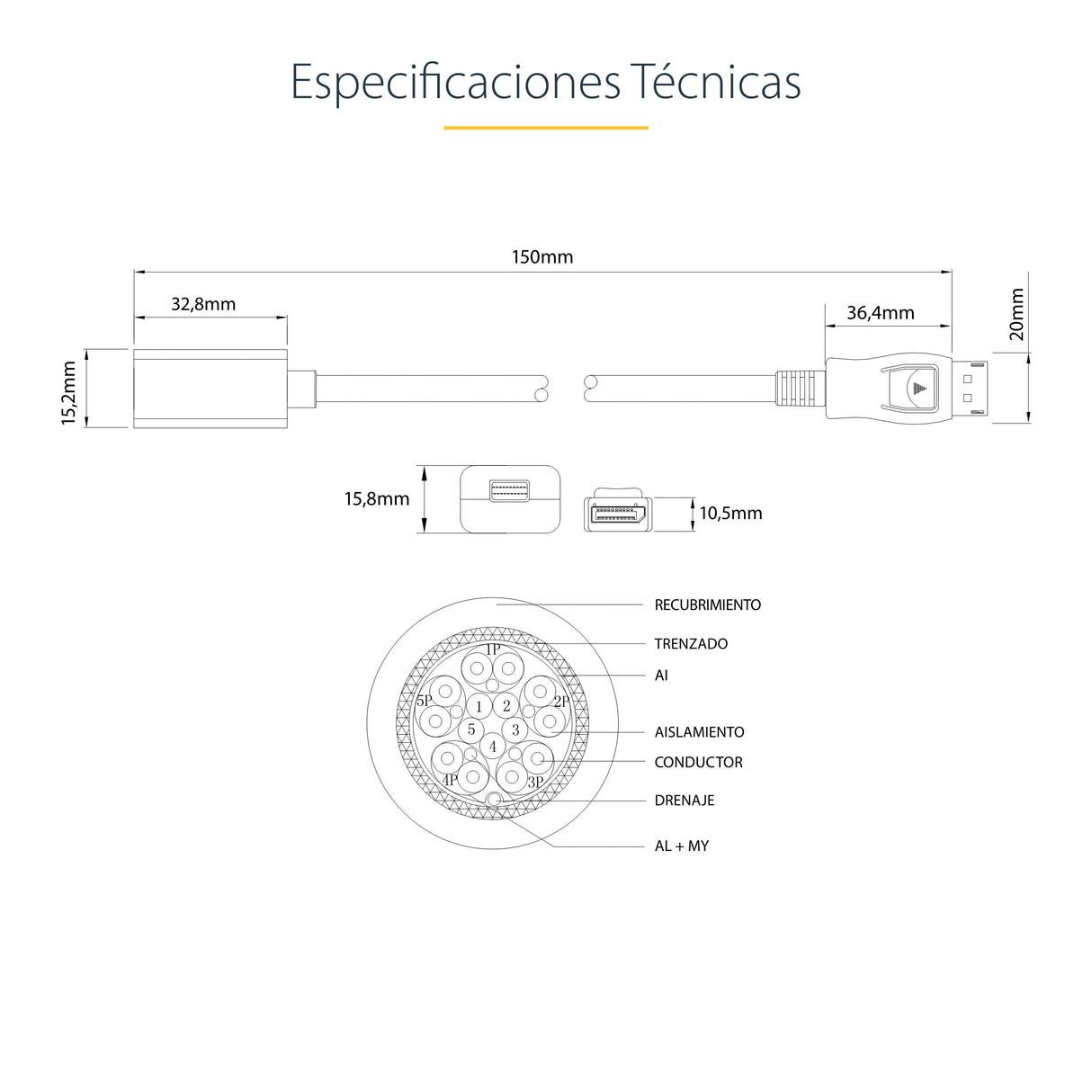 Startech Adaptador Displayport A Mini Displayport M/H 0.15m Negro
