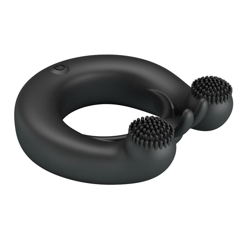 Pretty Love - Dahlia Anillo Vibrador + Estimulador De Clítois 12 Vibraciones Negro
