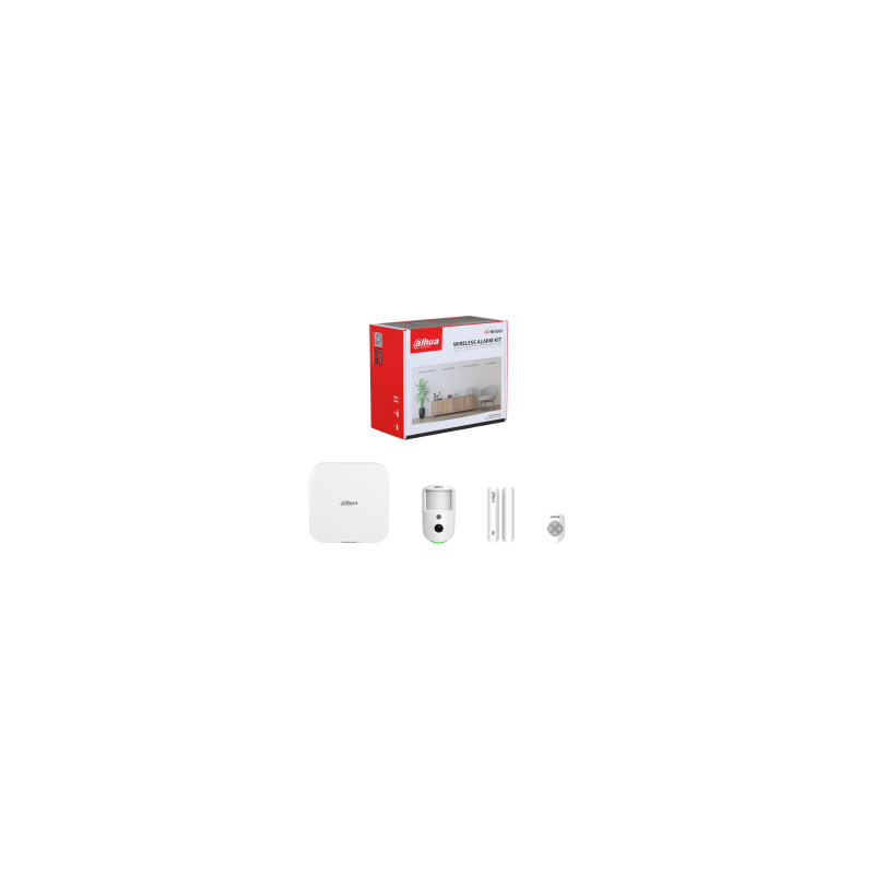 (Dhi-Art-Arc3800h-03-Cam-Fw2(868)-V3) Dahua Alarmas Kit De Alarma 4g, Incluye Panel De Control De 150 Dispositivos Via Radio, Pircam, Pulsador, Detector Pir,Contacto Magnetico