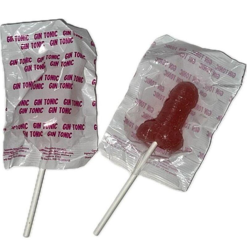 Diablo Goloso - 1 Piruleta Pene Gin Tonic Fresa 10% Alcohol