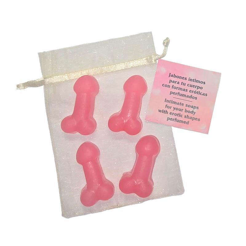 Diablo Picante - 4 Mini Jabones Perfumados Forma Pene Rosa