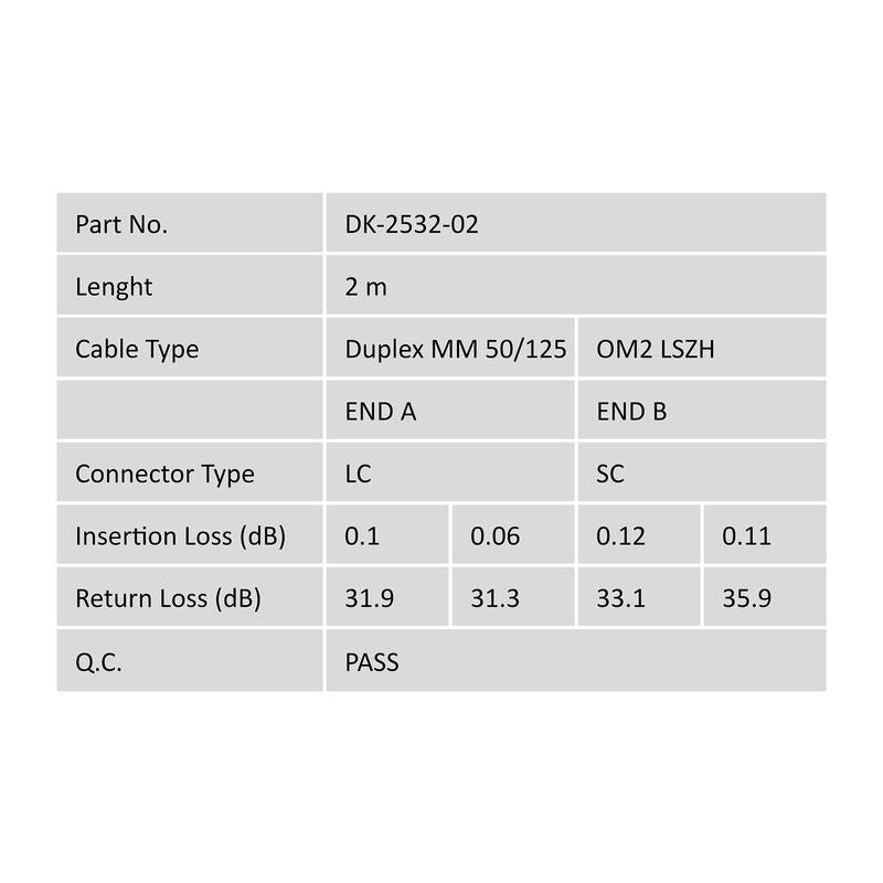Digitus Cable De Conexión De Fibra Óptica Multimode Om2 Lc/Sc 2m