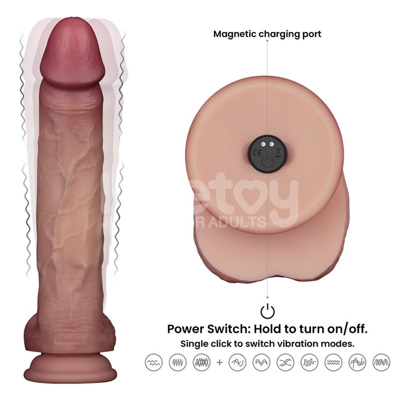 Dildo Con Vibración Piel Deslizante Silicona Dual Layer 10