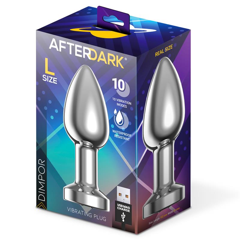 Dimpor Plug Anal Cromado Con Vibración Usb Magnético Talla L