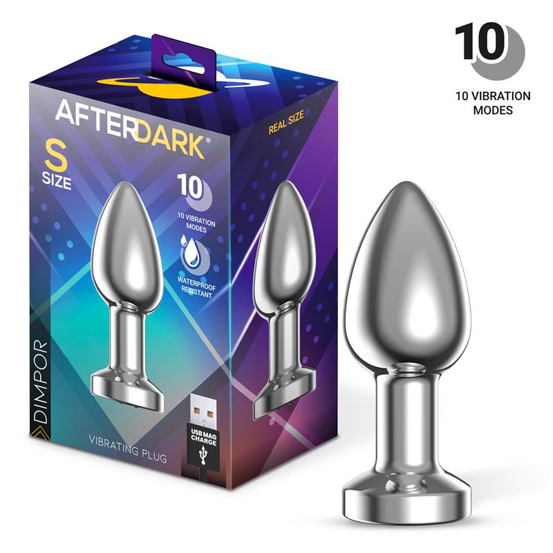 Dimpor Plug Anal Cromado Con Vibración Usb Magnético Talla S