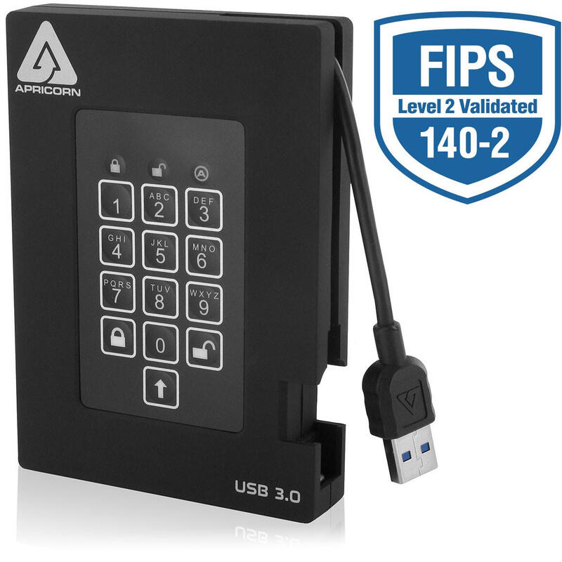 Disco Externo Hdd Apricorn 2,5 2tb Aegis Fortr. Padlock,256-Bit Aes-Xts,Usb3.0