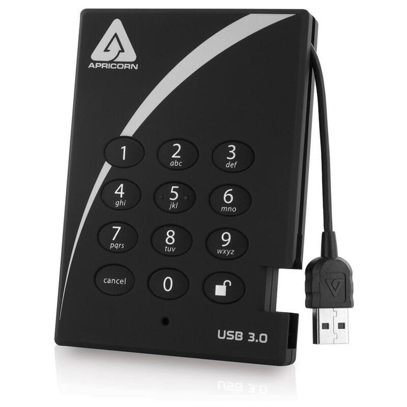 Disco Externo Hdd Apricorn . 2,5 500gb Aegis Padl. 256-Bit Aes-Xts,Usb3.0