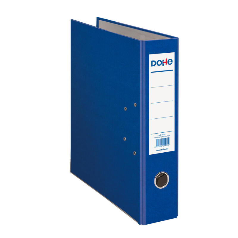 Dohe Archivador Cartón Rigido Forrado Pp Palanca Folio Lomo Ancho Rado Azul -12u-