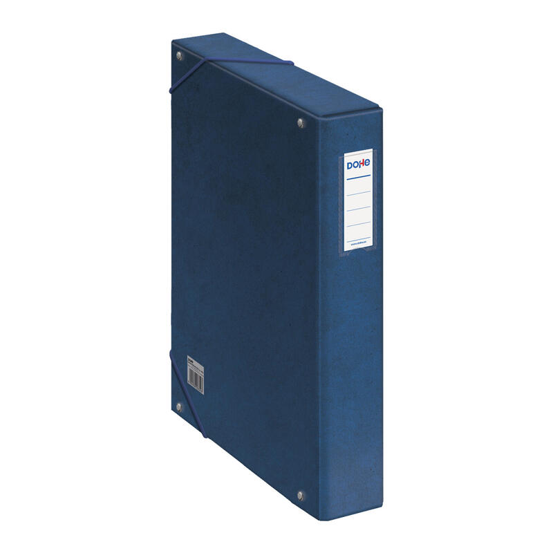 Dohe Caja Para Proyectos Lomo 5cm - Carton Forrado Con Papel Impreso Y Plastificado - Cierre Con Gomas - Azul