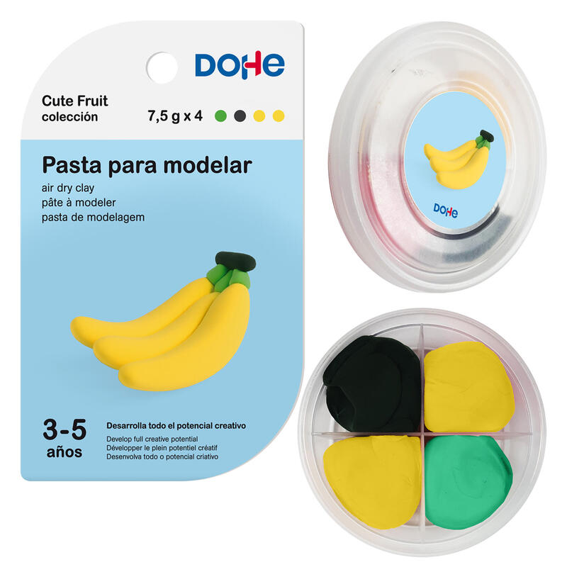 Dohe Coleccion Cute Fruit Pasta Para Modelar Platano - Ligera Y Flexible - Apto Para Niños De 3 A 5 Años